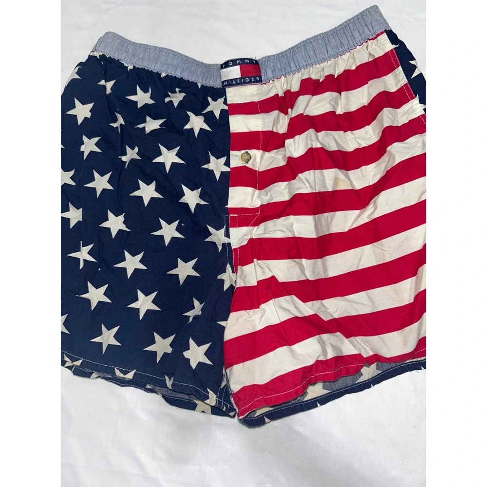 Tommy Hilfiger Mens American‎ Flag Stars and Stripes Cotton Boxers Large Vintage